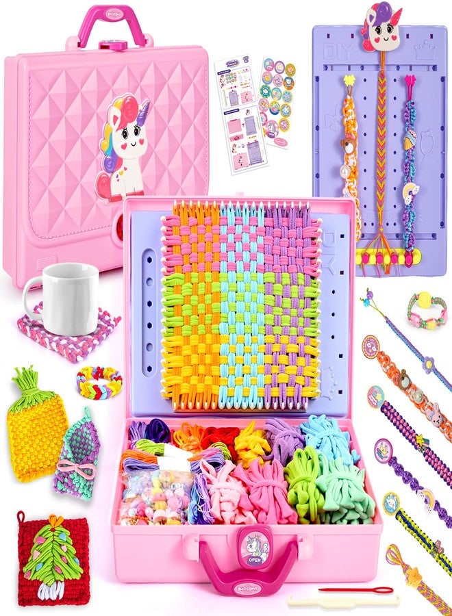 ELFJOY Friendship Bracelet Making Kit,Arts and Crafts Kit for Girls Ages 8 9 10 11 12,Rainbow Weaving Loom for Kids to Make Bracelets Coasters Complete Beginner Weaving Supplies for Christmas Birthday - Image 1